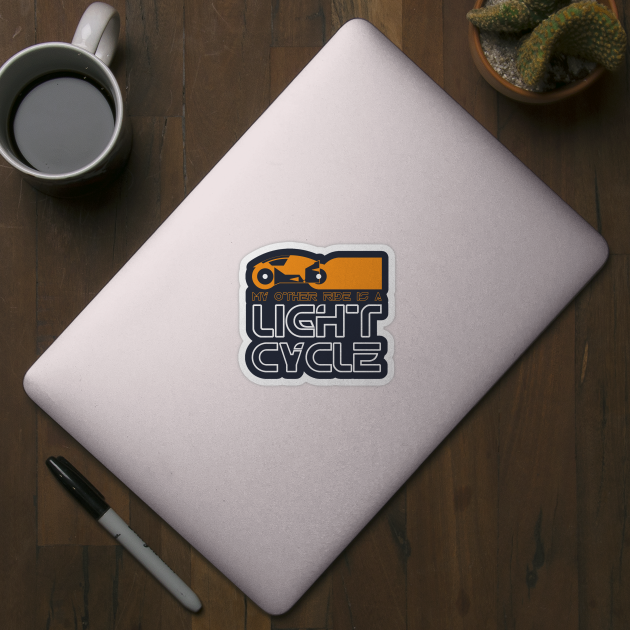 My Other Ride is a Light Cycle Tron Sticker TeePublic